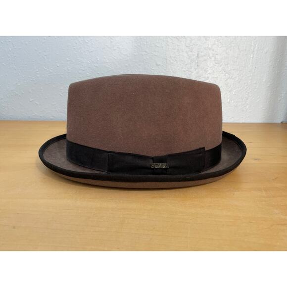 Scala Mens Fedora Small Brown Wool Felt Diamond Crown Bogart Style Steampunk - Picture 1 of 9